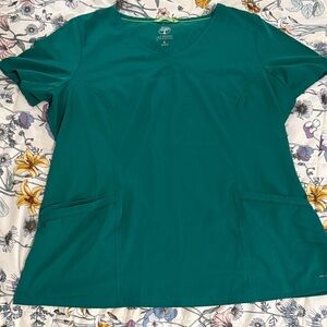 Healing Hands Hunter Green Scrub Sleeve Top